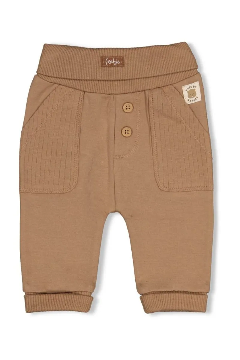 Feetje broek Tiny Timber Tales Camel, camelkleurige broek met print